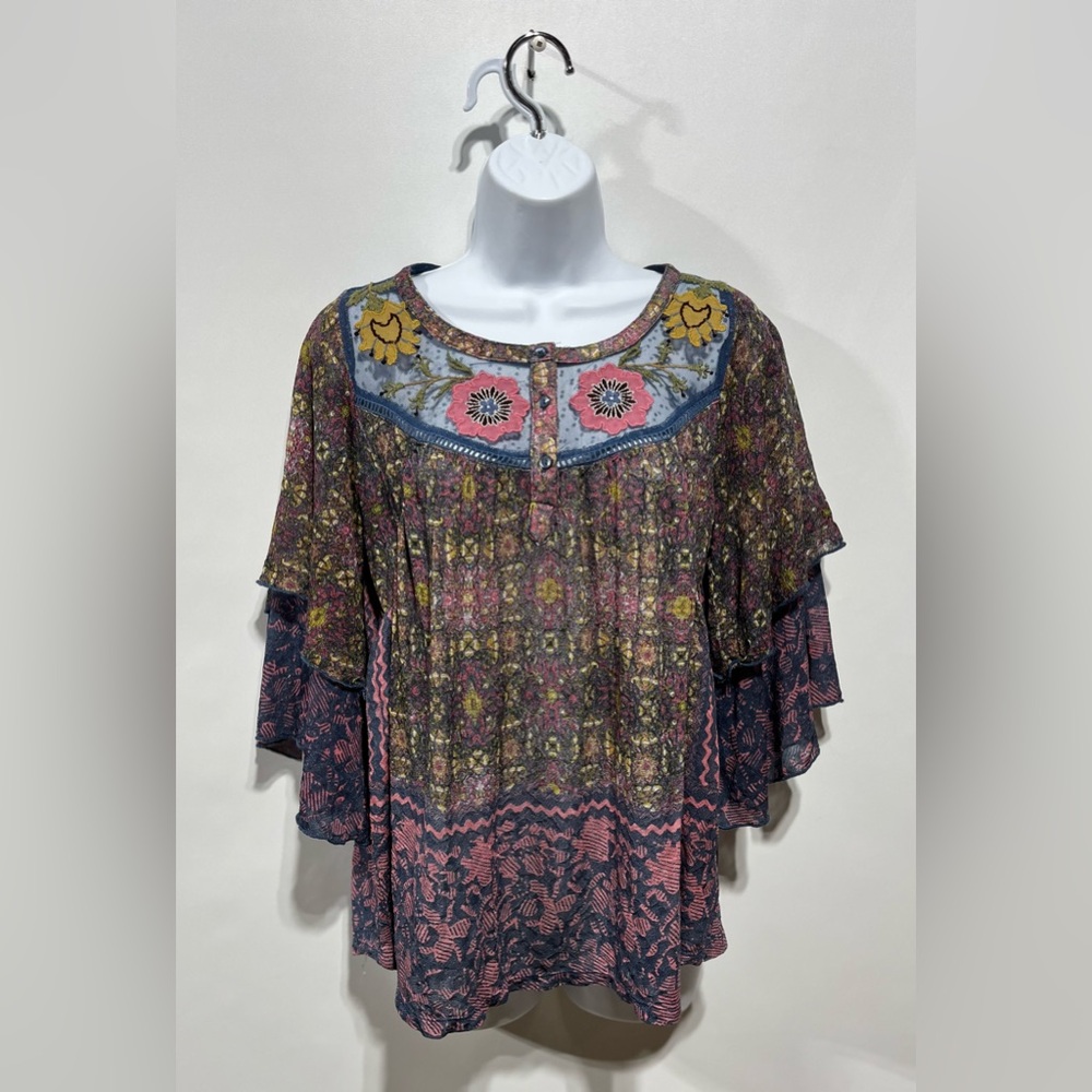 Postmark by anthropolgie Bohemian Floral Women's Blouse Size Small